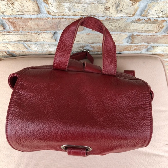 Amerileather Miles  (#1513-025) Leather Red Multi Pockets Versatile Backpack - Picture 8 of 16